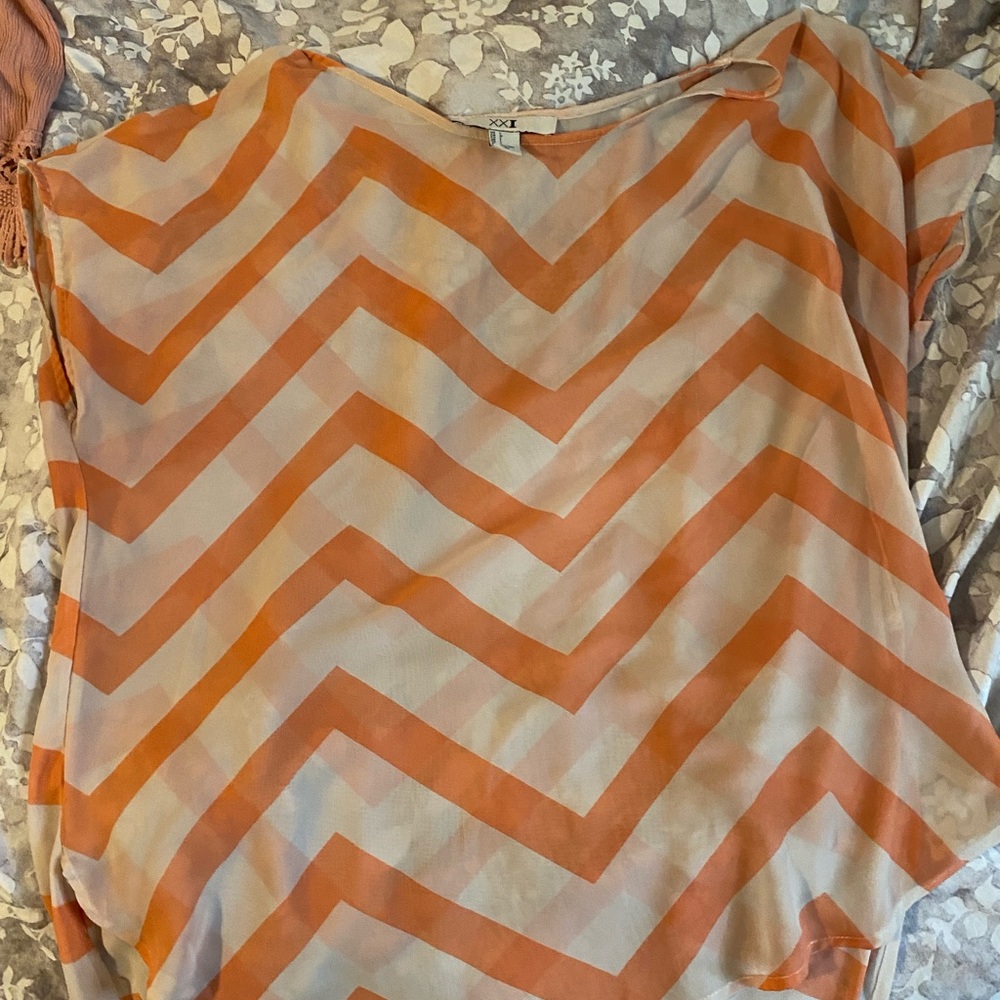 Pink and white see through shirt